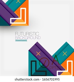 Abstract background, geometric business multicolored paper infographic - triangle frames for text, icons or graphics on light background with copyspace. Vector Illustration For Wallpaper, Banner