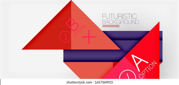 Abstract background, geometric business multicolored paper infographic - triangle frames for text, icons or graphics on light background with copyspace. Vector Illustration For Wallpaper, Banner