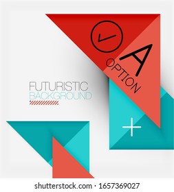 Abstract background, geometric business multicolored paper infographic - triangle frames for text, icons or graphics on light background with copyspace. Vector Illustration For Wallpaper, Banner