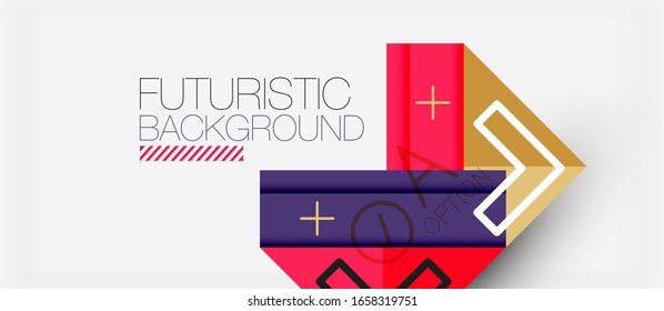Abstract background, geometric business multicolored paper infographic - triangle frames for text, icons or graphics on light background with copyspace. Vector Illustration For Wallpaper, Banner