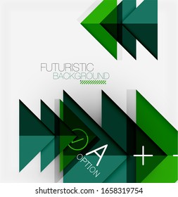 Abstract background, geometric business multicolored paper infographic - triangle frames for text, icons or graphics on light background with copyspace. Vector Illustration For Wallpaper, Banner