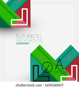 Abstract background, geometric business multicolored paper infographic - triangle frames for text, icons or graphics on light background with copyspace. Vector Illustration For Wallpaper, Banner