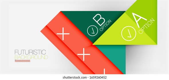 Abstract background, geometric business multicolored paper infographic - triangle frames for text, icons or graphics on light background with copyspace. Vector Illustration For Wallpaper, Banner