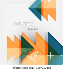 Abstract background, geometric business multicolored paper infographic - triangle frames for text, icons or graphics on light background with copyspace. Vector Illustration For Wallpaper, Banner