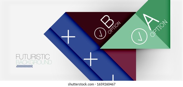 Abstract background, geometric business multicolored paper infographic - triangle frames for text, icons or graphics on light background with copyspace. Vector Illustration For Wallpaper, Banner