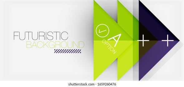 Abstract background, geometric business multicolored paper infographic - triangle frames for text, icons or graphics on light background with copyspace. Vector Illustration For Wallpaper, Banner
