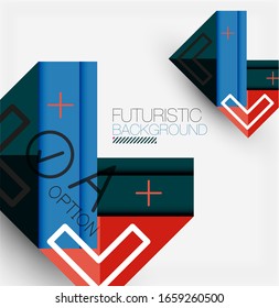 Abstract background, geometric business multicolored paper infographic - triangle frames for text, icons or graphics on light background with copyspace. Vector Illustration For Wallpaper, Banner