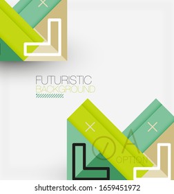 Abstract background, geometric business multicolored paper infographic - triangle frames for text, icons or graphics on light background with copyspace. Vector Illustration For Wallpaper, Banner