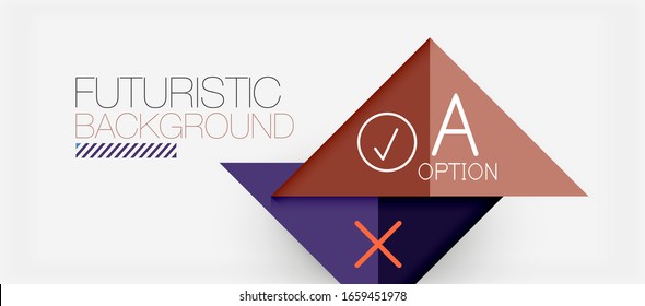 Abstract background, geometric business multicolored paper infographic - triangle frames for text, icons or graphics on light background with copyspace. Vector Illustration For Wallpaper, Banner