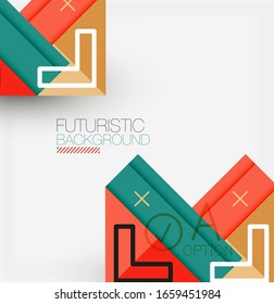 Abstract background, geometric business multicolored paper infographic - triangle frames for text, icons or graphics on light background with copyspace. Vector Illustration For Wallpaper, Banner