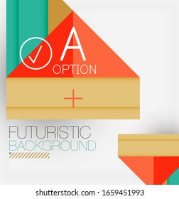 Abstract background, geometric business multicolored paper infographic - triangle frames for text, icons or graphics on light background with copyspace. Vector Illustration For Wallpaper, Banner