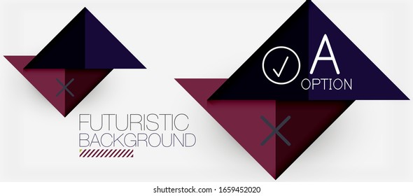 Abstract background, geometric business multicolored paper infographic - triangle frames for text, icons or graphics on light background with copyspace. Vector Illustration For Wallpaper, Banner
