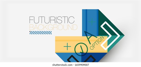 Abstract background, geometric business multicolored paper infographic - triangle frames for text, icons or graphics on light background with copyspace. Vector Illustration For Wallpaper, Banner