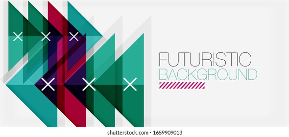 Abstract background, geometric business multicolored paper infographic - triangle frames for text, icons or graphics on light background with copyspace. Vector Illustration For Wallpaper, Banner