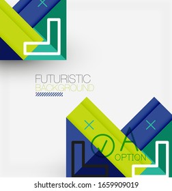 Abstract background, geometric business multicolored paper infographic - triangle frames for text, icons or graphics on light background with copyspace. Vector Illustration For Wallpaper, Banner