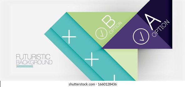 Abstract background, geometric business multicolored paper infographic - triangle frames for text, icons or graphics on light background with copyspace. Vector Illustration For Wallpaper, Banner