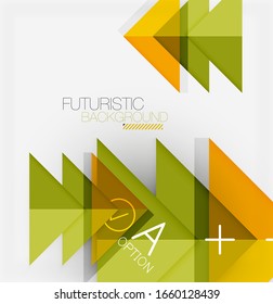 Abstract background, geometric business multicolored paper infographic - triangle frames for text, icons or graphics on light background with copyspace. Vector Illustration For Wallpaper, Banner