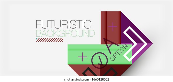 Abstract background, geometric business multicolored paper infographic - triangle frames for text, icons or graphics on light background with copyspace. Vector Illustration For Wallpaper, Banner