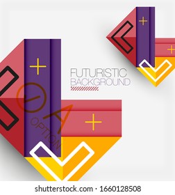 Abstract background, geometric business multicolored paper infographic - triangle frames for text, icons or graphics on light background with copyspace. Vector Illustration For Wallpaper, Banner