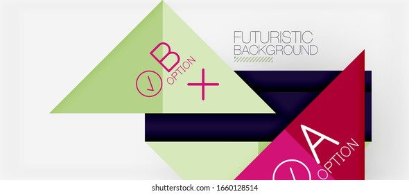 Abstrakter Hintergrund, mehrfarbige Infografik des geometrischen Unternehmens - Dreiecksrahmen für Text, Symbole oder Grafiken auf hellem Hintergrund mit Kopienraum. Vektorillustration-Illustration für Bildschirmhintergrund, Banner