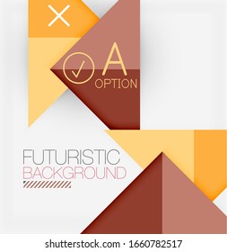 Abstract background, geometric business multicolored paper infographic - triangle frames for text, icons or graphics on light background with copyspace. Vector Illustration For Wallpaper, Banner