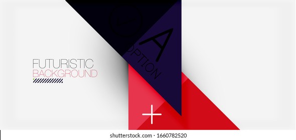 Abstract background, geometric business multicolored paper infographic - triangle frames for text, icons or graphics on light background with copyspace. Vector Illustration For Wallpaper, Banner