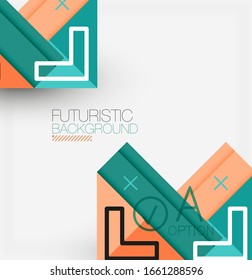 Abstract background, geometric business multicolored paper infographic - triangle frames for text, icons or graphics on light background with copyspace. Vector Illustration For Wallpaper, Banner