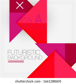 Abstract background, geometric business multicolored paper infographic - triangle frames for text, icons or graphics on light background with copyspace. Vector Illustration For Wallpaper, Banner