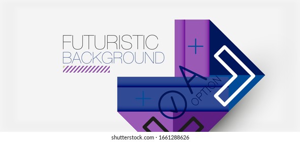 Abstract background, geometric business multicolored paper infographic - triangle frames for text, icons or graphics on light background with copyspace. Vector Illustration For Wallpaper, Banner