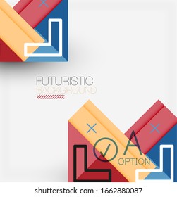 Abstract background, geometric business multicolored paper infographic - triangle frames for text, icons or graphics on light background with copyspace. Vector Illustration For Wallpaper, Banner