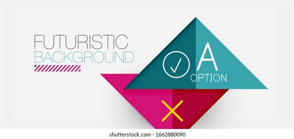Abstract background, geometric business multicolored paper infographic - triangle frames for text, icons or graphics on light background with copyspace. Vector Illustration For Wallpaper, Banner