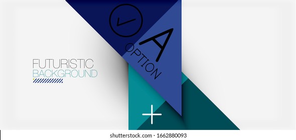 Abstract background, geometric business multicolored paper infographic - triangle frames for text, icons or graphics on light background with copyspace. Vector Illustration For Wallpaper, Banner