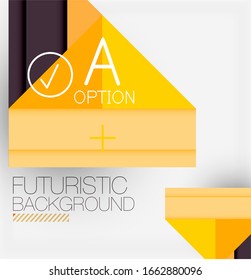 Abstract background, geometric business multicolored paper infographic - triangle frames for text, icons or graphics on light background with copyspace. Vector Illustration For Wallpaper, Banner