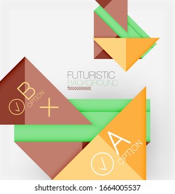 Abstract background, geometric business multicolored paper infographic - triangle frames for text, icons or graphics on light background with copyspace. Vector Illustration For Wallpaper, Banner