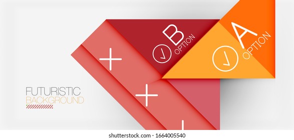 Abstract background, geometric business multicolored paper infographic - triangle frames for text, icons or graphics on light background with copyspace. Vector Illustration For Wallpaper, Banner