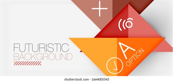 Abstract background, geometric business multicolored paper infographic - triangle frames for text, icons or graphics on light background with copyspace. Vector Illustration For Wallpaper, Banner