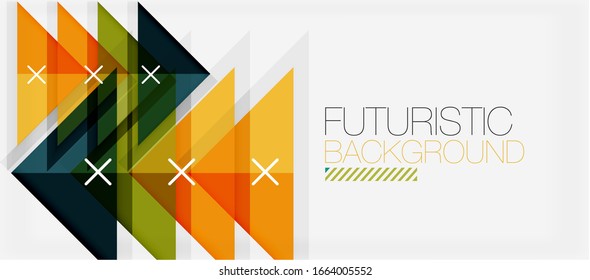 Abstract background, geometric business multicolored paper infographic - triangle frames for text, icons or graphics on light background with copyspace. Vector Illustration For Wallpaper, Banner