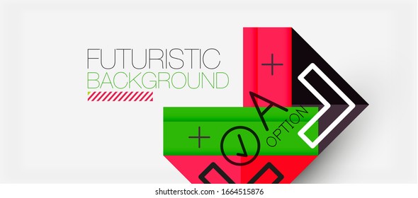 Abstract background, geometric business multicolored paper infographic - triangle frames for text, icons or graphics on light background with copyspace. Vector Illustration For Wallpaper, Banner