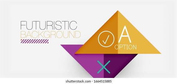 Abstract background, geometric business multicolored paper infographic - triangle frames for text, icons or graphics on light background with copyspace. Vector Illustration For Wallpaper, Banner
