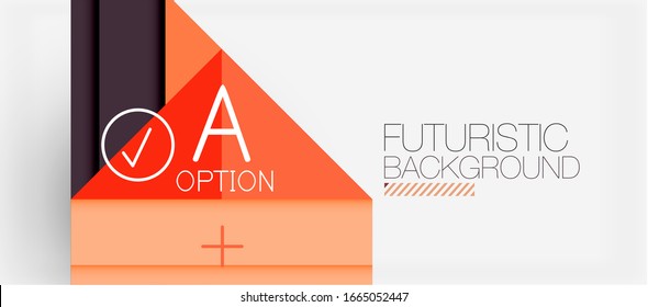 Abstract background, geometric business multicolored paper infographic - triangle frames for text, icons or graphics on light background with copyspace. Vector Illustration For Wallpaper, Banner