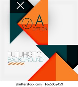Abstract background, geometric business multicolored paper infographic - triangle frames for text, icons or graphics on light background with copyspace. Vector Illustration For Wallpaper, Banner