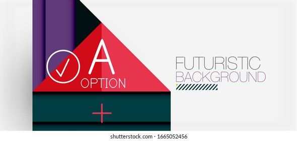 Abstract background, geometric business multicolored paper infographic - triangle frames for text, icons or graphics on light background with copyspace. Vector Illustration For Wallpaper, Banner