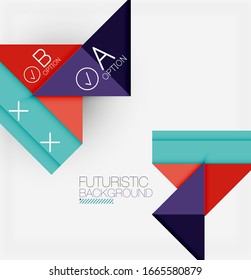 Abstract background, geometric business multicolored paper infographic - triangle frames for text, icons or graphics on light background with copyspace. Vector Illustration For Wallpaper, Banner