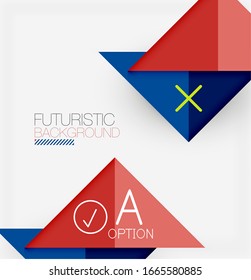 Abstract background, geometric business multicolored paper infographic - triangle frames for text, icons or graphics on light background with copyspace. Vector Illustration For Wallpaper, Banner