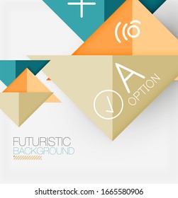 Abstract background, geometric business multicolored paper infographic - triangle frames for text, icons or graphics on light background with copyspace. Vector Illustration For Wallpaper, Banner