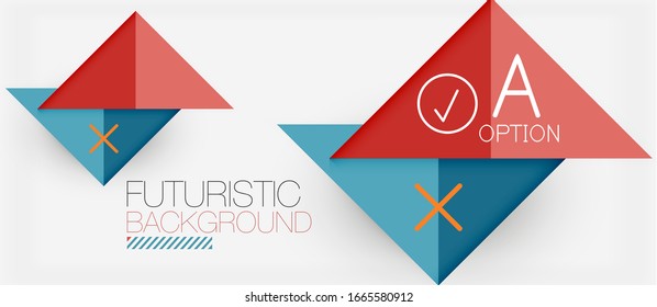 Abstract background, geometric business multicolored paper infographic - triangle frames for text, icons or graphics on light background with copyspace. Vector Illustration For Wallpaper, Banner