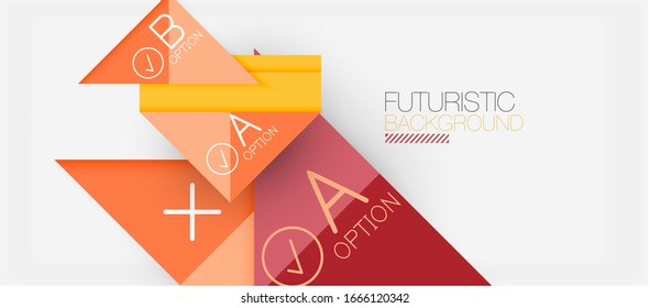 Abstract background, geometric business multicolored paper infographic - triangle frames for text, icons or graphics on light background with copyspace. Vector Illustration For Wallpaper, Banner