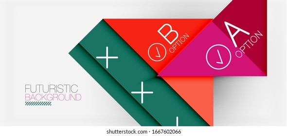 Abstract background, geometric business multicolored paper infographic - triangle frames for text, icons or graphics on light background with copyspace. Vector Illustration For Wallpaper, Banner