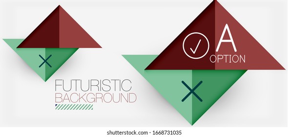 Abstract background, geometric business multicolored paper infographic - triangle frames for text, icons or graphics on light background with copyspace. Vector Illustration For Wallpaper, Banner