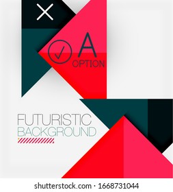 Abstract background, geometric business multicolored paper infographic - triangle frames for text, icons or graphics on light background with copyspace. Vector Illustration For Wallpaper, Banner